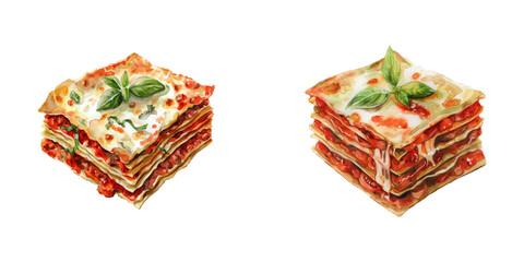 lasagna watercolor vector illustration