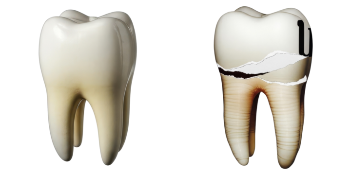 PNG Two Dental Teeth Display Decay and Repair