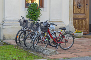 Parking Space for Bicycles in Front of Building in Croatia