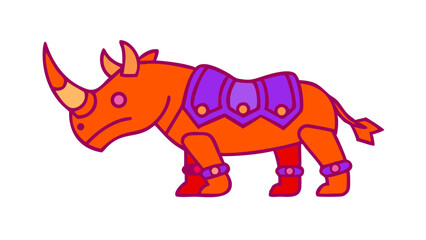 Cute and Expressive Logo Icon of a Thunderous Rhino with Armored Plates and a Powerful Horn