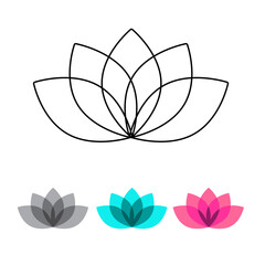 vector lotus flower icon, line icon and using light black, light blue and pink colors