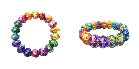 mardi gras chunky bracelet watercolor vector illustration