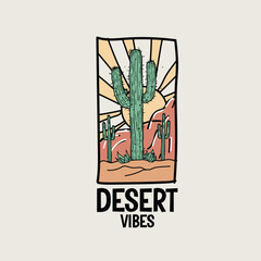 Desert Vibes sunsrise cacatus vector graphic design.eps
