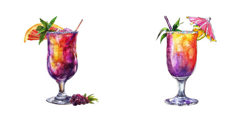 mardi gras cocktail watercolor vector illustration © Dar