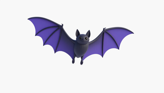 Charming 3d flying bat in full body position isolated on a bright white background for fun and creative projects
