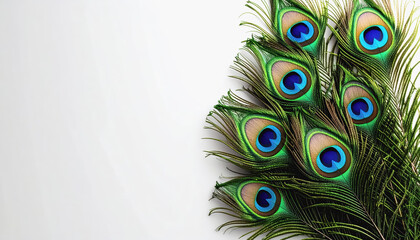 Obraz premium Stunning 3d peacock feather isolated on white background showcasing vibrant colors and intricate pattern design