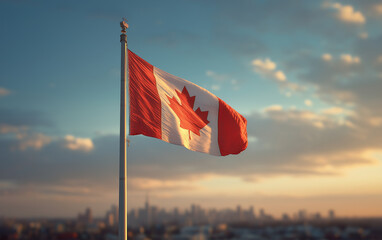 Fototapeta premium canada, canada flag, Ottawa, flag, freedom, waving, National flag, pride, pole, national, patriotism, sky, patriotic, symbol, wind, maple leaf, flying, flagpole, nation, banner, flags, country