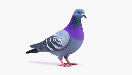 Fototapeta premium Adorable urban pigeon standing confidently on a white surface with copy space for text and illustrations