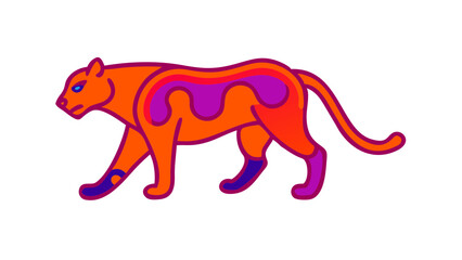 Fototapeta premium Cute and Expressive Icon Logo of a Stealthy Jaguar with Fluid Musculature and a Piercing Gaze