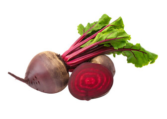  beetroot with leaves isolated on white background PNG 