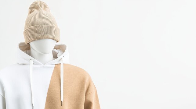 Stylish streetwear featuring a beanie and hoodie combination, perfect for urban fashion trends.