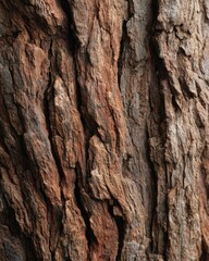 Fototapeta premium CloseUp Tree Bark Texture Deep Brown Rough Surface