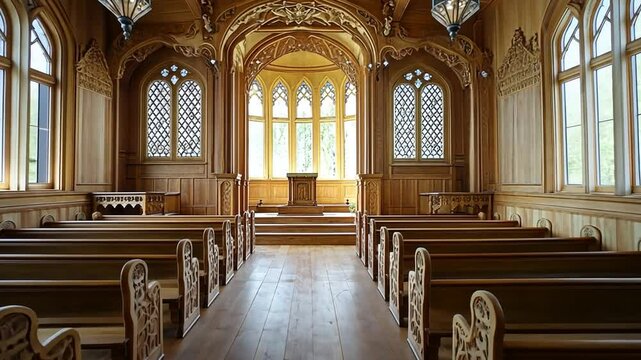 Ornate Wooden Chapel Interior
