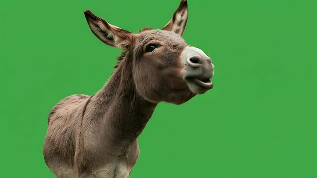 Donkey Portrait on Green Screen
