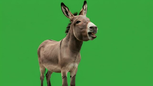 Donkey Bellowing on Green Screen