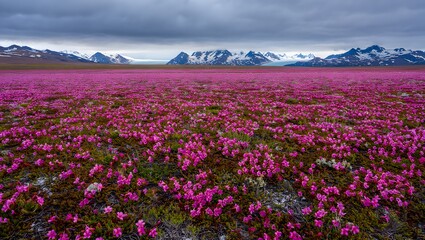 Fototapeta premium Vibrant Wildflower Super Bloom in Mojave Desert – Rare Spring Landscape with Colorful Blossoms and Cacti