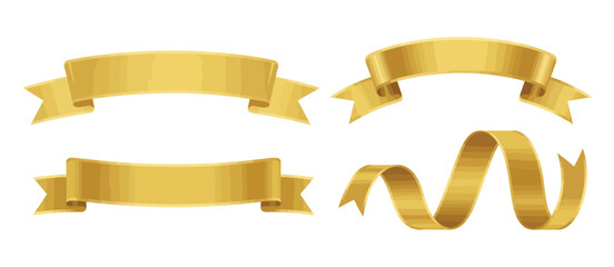 Golden Ribbons Set Elegant Banners for Design Projects