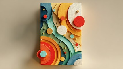 Colorful Abstract Shapes and Textures in Modern Art Composition