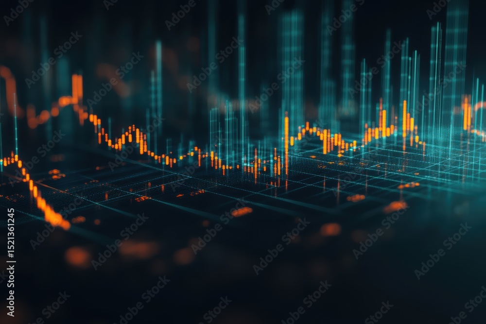 Poster abstract representation of data points with graphs and digital visualization techniques