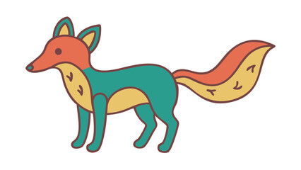 Fototapeta premium Cute and Expressive Logo Icon of a Cunning Fox with Bushy Tail and Perked Ears