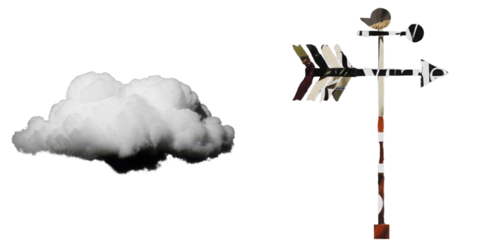 PNG collage featuring a cloud and a weather vane.