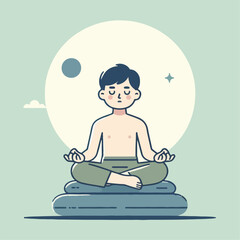 vector illustration of  a man meditaing