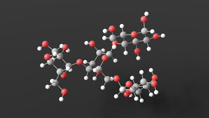 glycogen molecule 3d, molecular structure, ball and stick model, structural chemical formula metabolite
