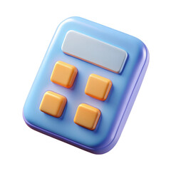 3d cartoon calculator icon isolated on transparent background