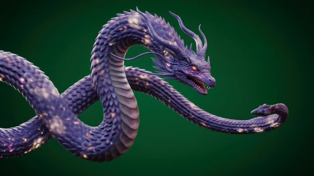 Twin-Headed Purple Serpent Creature with Glowing Eyes