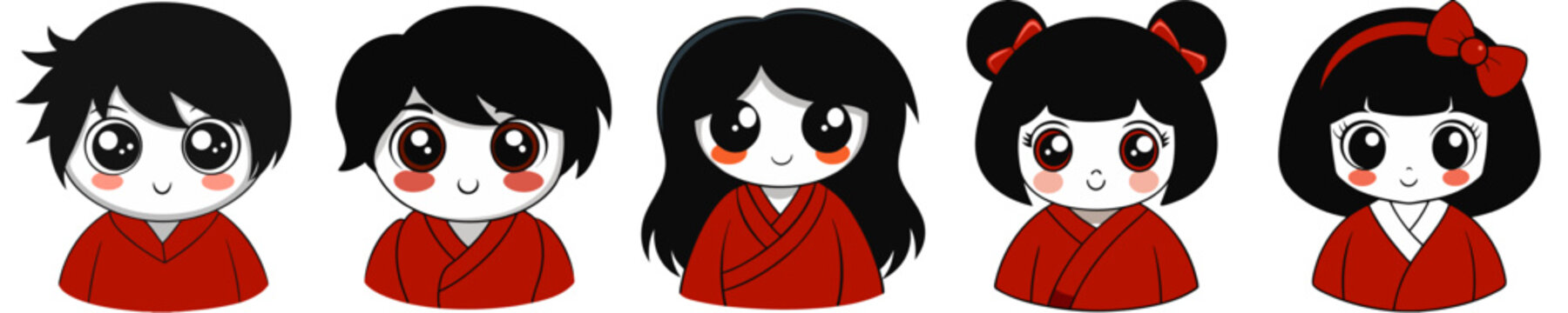 可愛い目のキャラクターアイコンセット（男女混合）