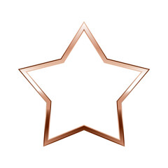 Star pink gold frame. Isolated luxury five pointed star rose gold border. Copper star flat frame mockup design element.