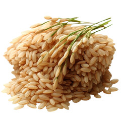 Obraz premium Brown rice pile isolated on transparent background. PNG.