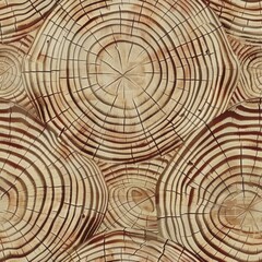 Fototapeta premium Seamless Tree Ring Cross-Section Texture – Natural Growth and Age Lines.