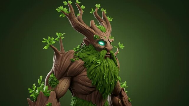 Woodland Guardian Treant with Branch Beard and Moss-Covered Armor