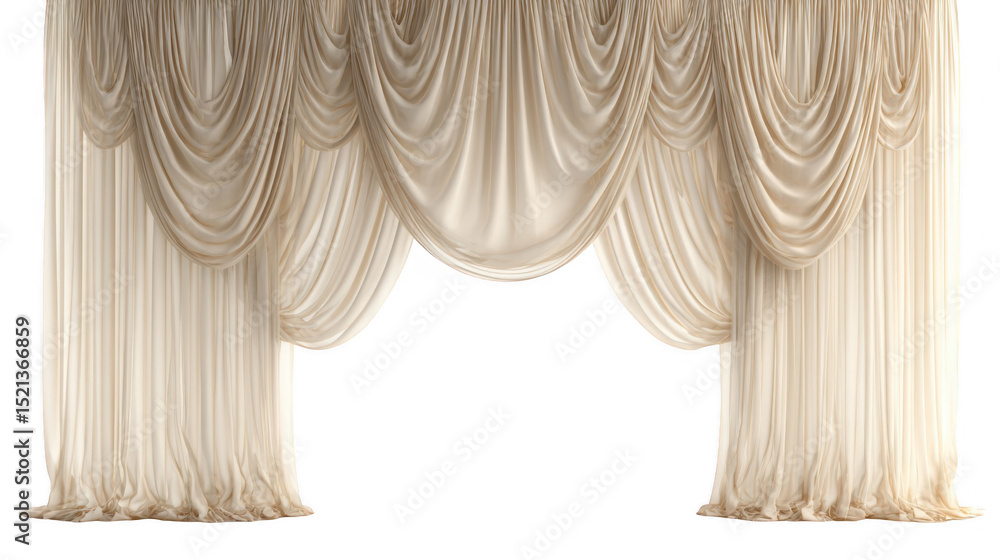 Aufkleber luxurious cream curtains elegantly draped and gathered, creating a sophisticated backdrop with a tra