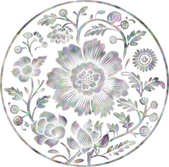자개 꽃 문양 일러스트 : Mother of Pearl Floral Pattern Illustration	

