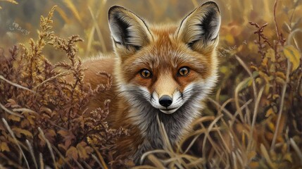 Obraz premium Red fox closeup stock photo.