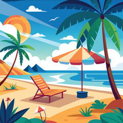 Obraz premium solitary beach setting for peaceful relaxation