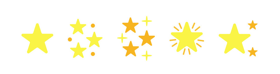 Vector design set of bright star and sparkle graphics. Includes various shapes for vibrant and dynamic compositions.