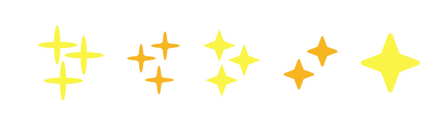Obraz premium WCollection of star shapes in yellow and orange tones. Perfect for festive graphics, logos, and decorative designs.