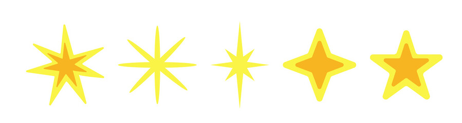 Star and burst vector set with gold and orange gradients. Ideal for celebration themes, stickers, and highlights.