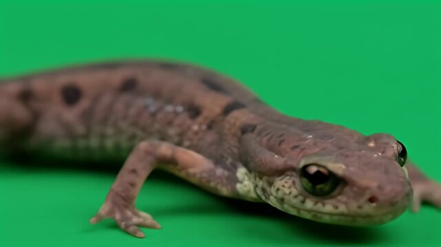 Smooth Newt Portrait on Green Screen