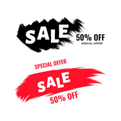 Black Friday Sale 50 Off Special Offer Red Brush Strokes