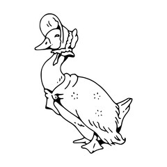 quaint duck in bonnet - vintage illustration