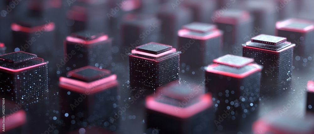 Poster 3 d abstract data structures with glowing elements