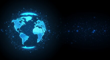Fototapeta premium Global Network Connection Futuristic Digital World Map Illustration