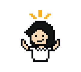 Fototapeta premium Cartoon cute pixel cartoon 8bit character business woman office smart work game decoration business 8 bit female lady businesswoman career smart character game png vector.