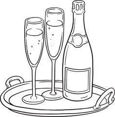 Hand-drawn illustrations featuring wine and champagne. Perfect for celebrations, romantic occasions, or simply enjoying a relaxing moment.