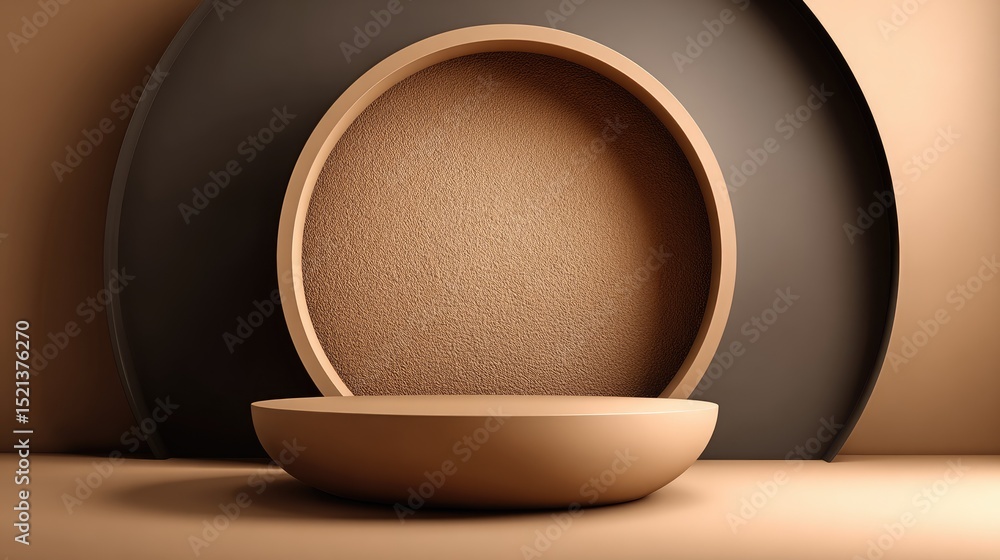 Poster neutral-toned matte background in mocha mousse with a smooth circular vignette effect for visual dep