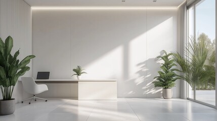 Modern graphic design studio corner showcasing clean, minimalist aesthetics and creative workspace design.